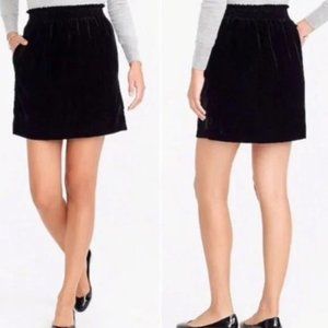 J Crew Black Crushed Velvet Mini Skirt with Pockets (Size 6)